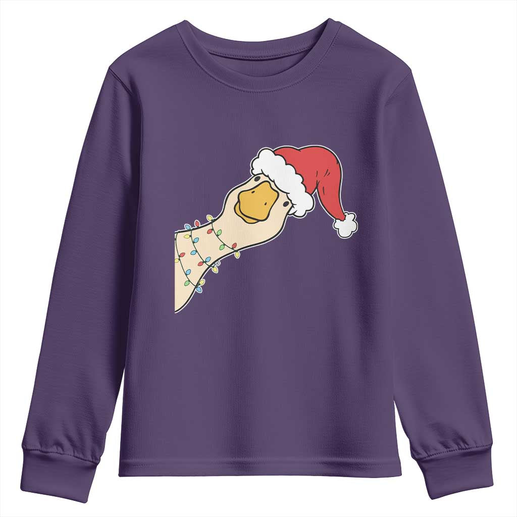 Funny Christmas Silly Goose Festive Holiday Youth Sweatshirt TS11 Purple Print Your Wear