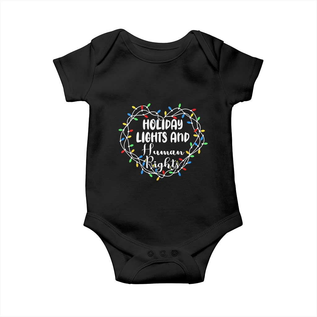 Holiday Lights And Human Rights Christmas Activism Baby Onesie TS11 Black Print Your Wear
