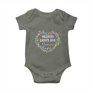 Holiday Lights And Human Rights Christmas Activism Baby Onesie TS11 Military Green Print Your Wear