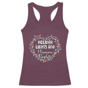 Holiday Lights And Human Rights Christmas Activism Racerback Tank Top TS11 Maroon Print Your Wear
