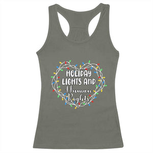 Holiday Lights And Human Rights Christmas Activism Racerback Tank Top TS11 Military Green Print Your Wear