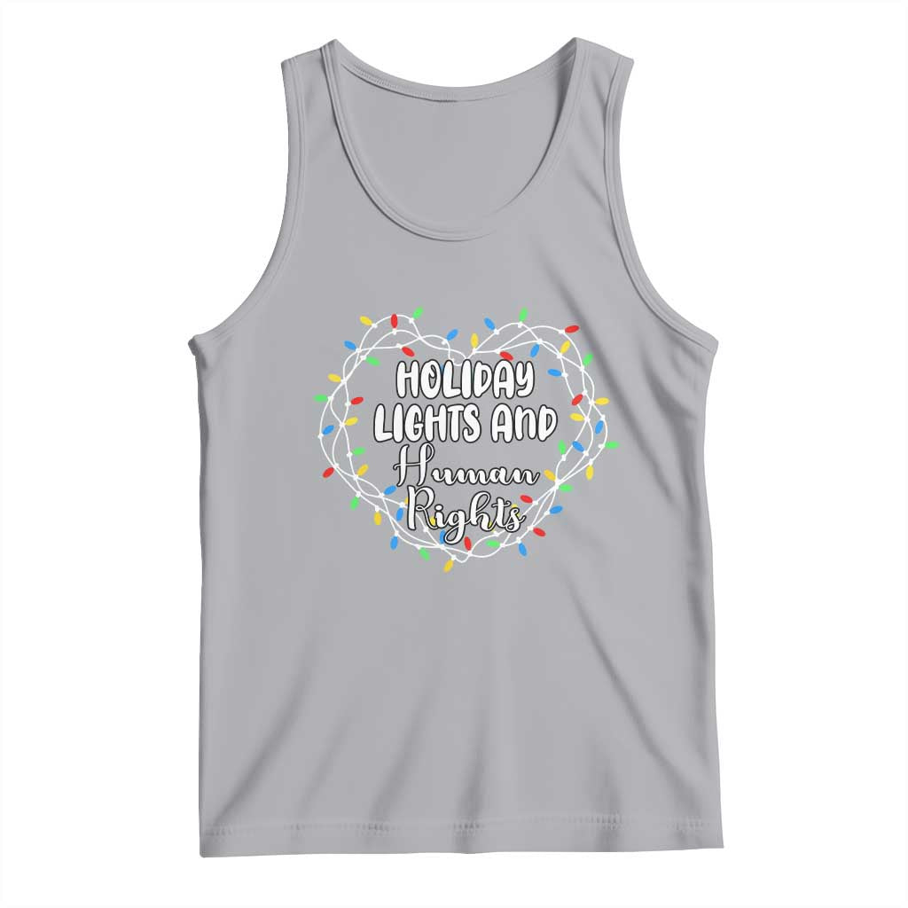 Holiday Lights And Human Rights Christmas Activism Tank Top TS11 Athletic Heather Print Your Wear