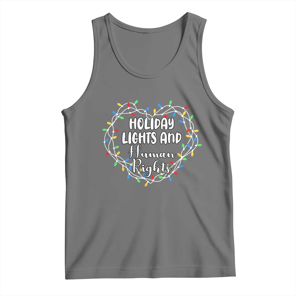 Holiday Lights And Human Rights Christmas Activism Tank Top TS11 Black Heather Print Your Wear