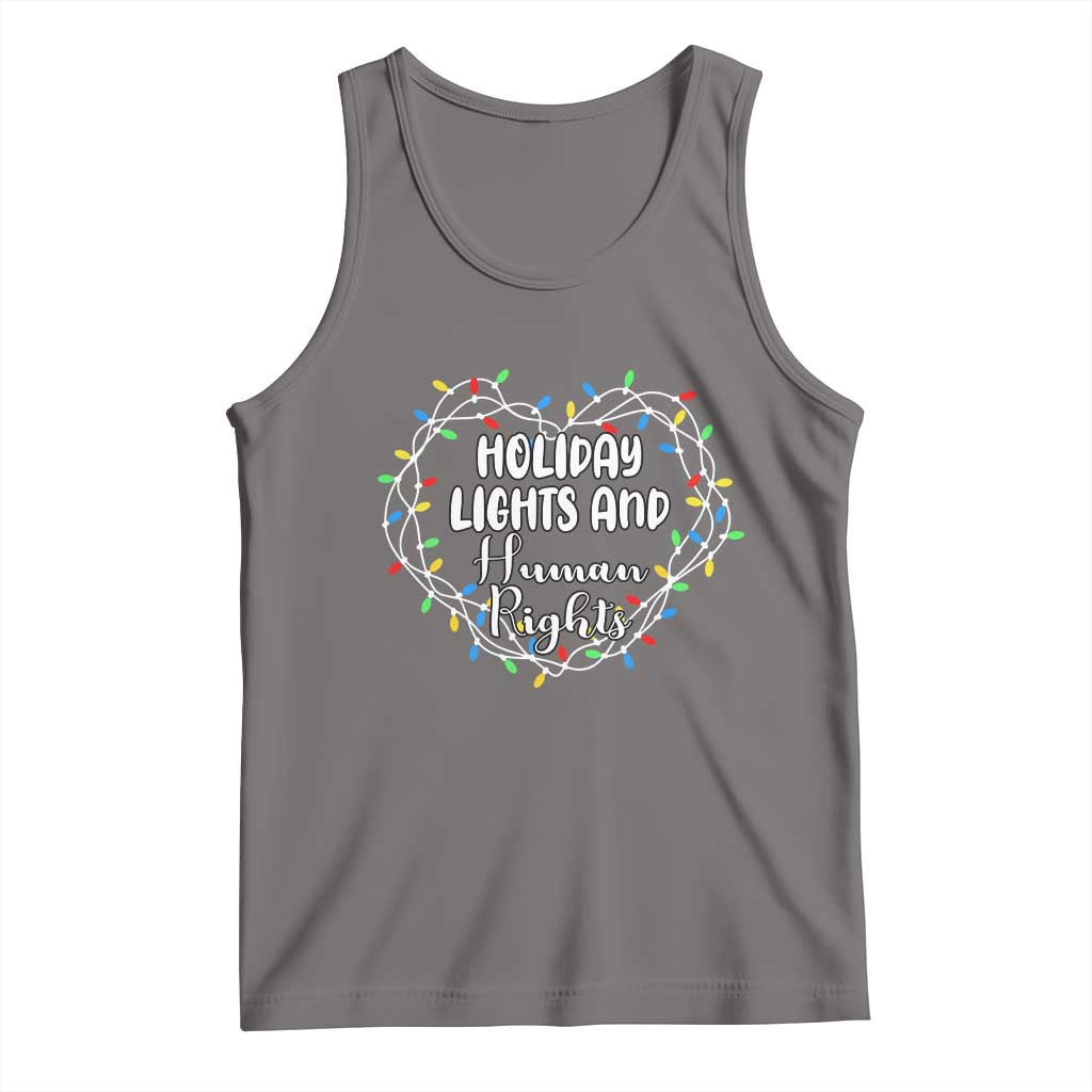 Holiday Lights And Human Rights Christmas Activism Tank Top TS11 Deep Heather Print Your Wear