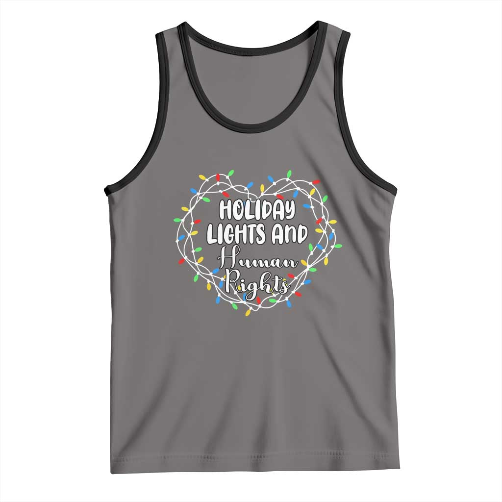 Holiday Lights And Human Rights Christmas Activism Tank Top TS11 Deep Heather Black Print Your Wear
