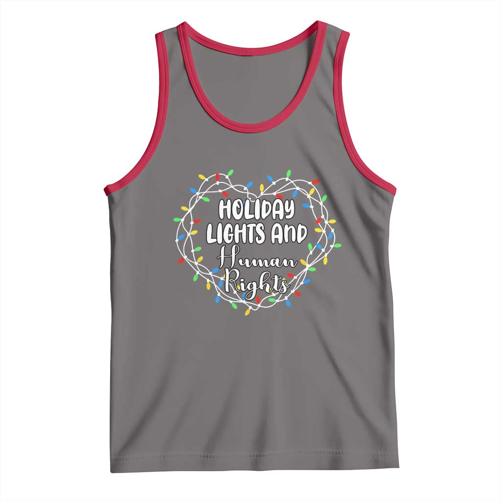 Holiday Lights And Human Rights Christmas Activism Tank Top TS11 Deep Heather Red Print Your Wear
