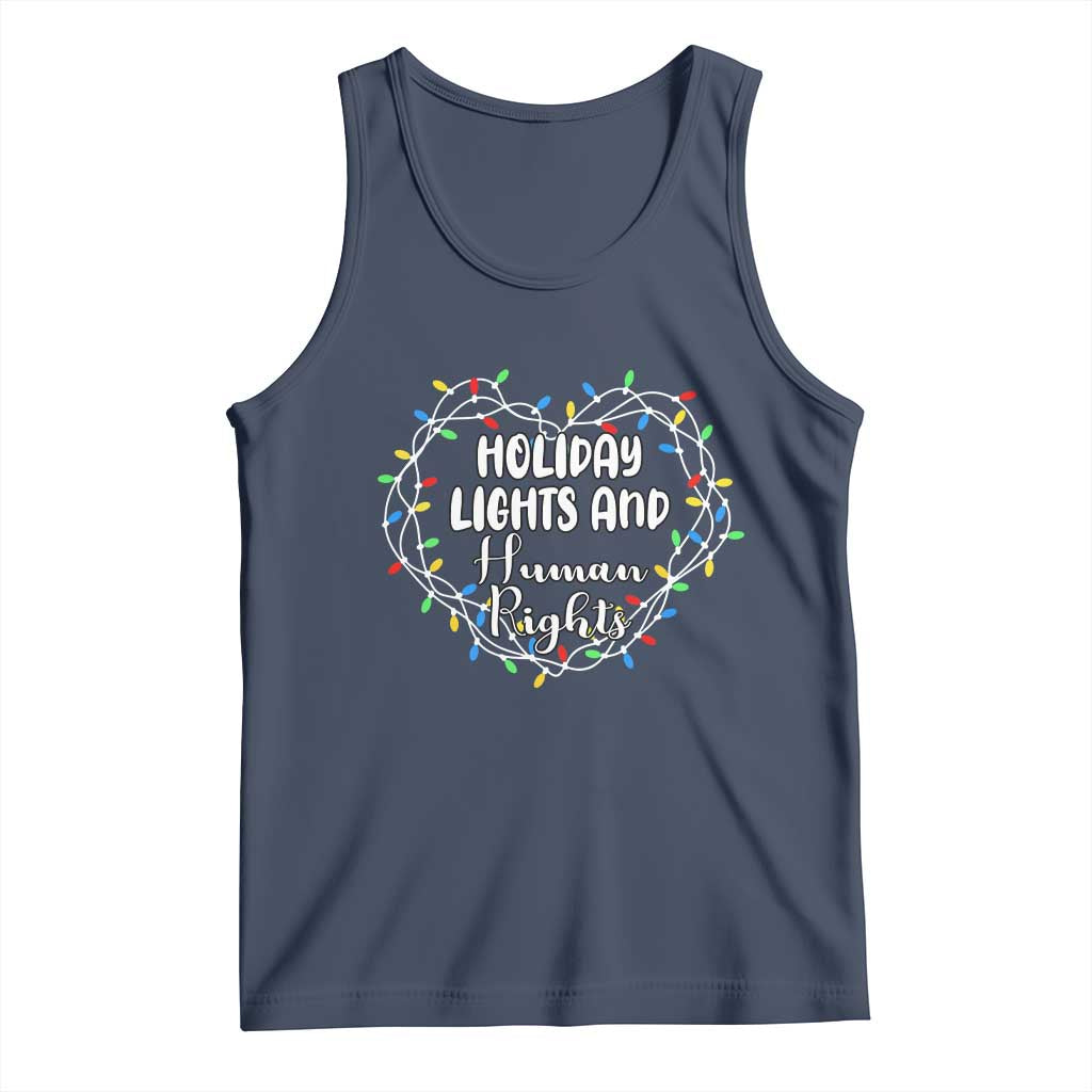 Holiday Lights And Human Rights Christmas Activism Tank Top TS11 Navy Print Your Wear