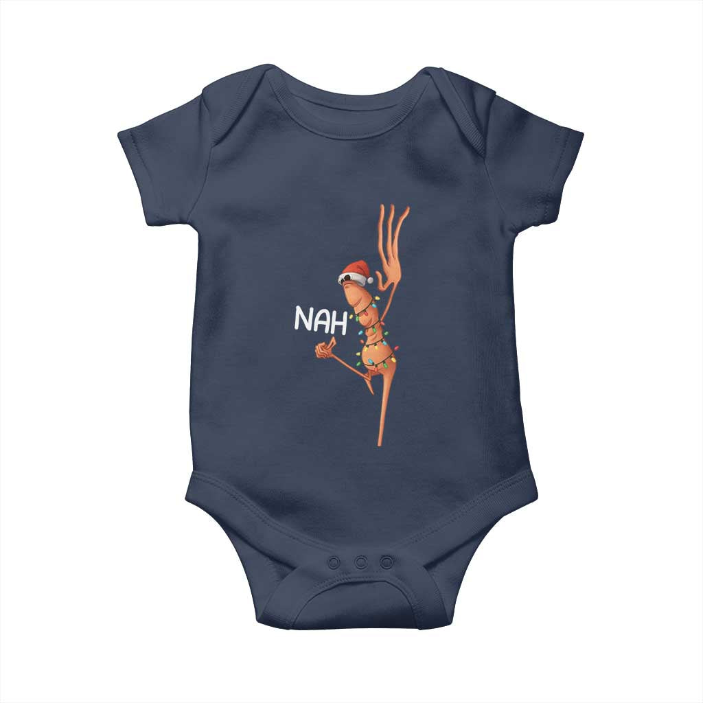 Funny Marcus The Worm Christmas Nah Baby Onesie TS11 Navy Print Your Wear