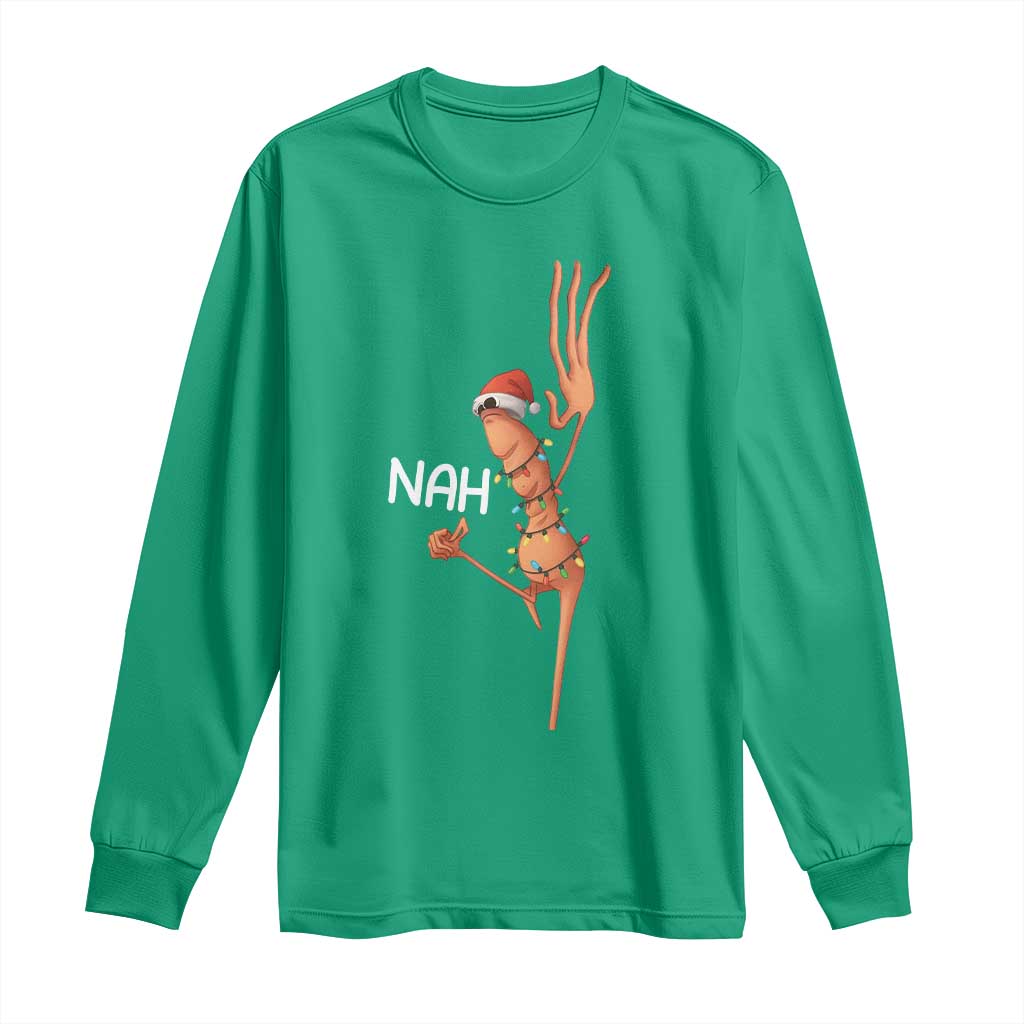Funny Marcus The Worm Christmas Nah Long Sleeve Shirt TS11 Irish Green Print Your Wear
