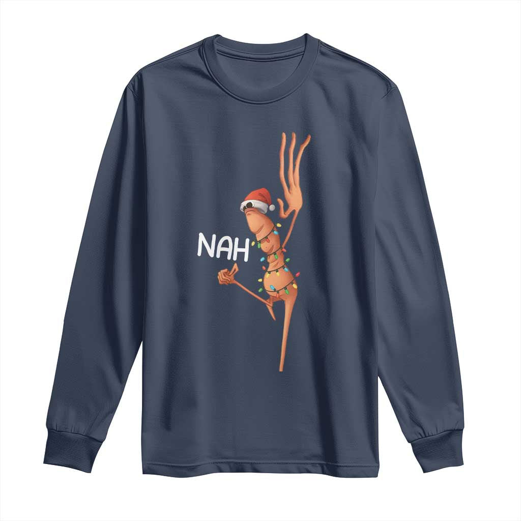 Funny Marcus The Worm Christmas Nah Long Sleeve Shirt TS11 Navy Print Your Wear
