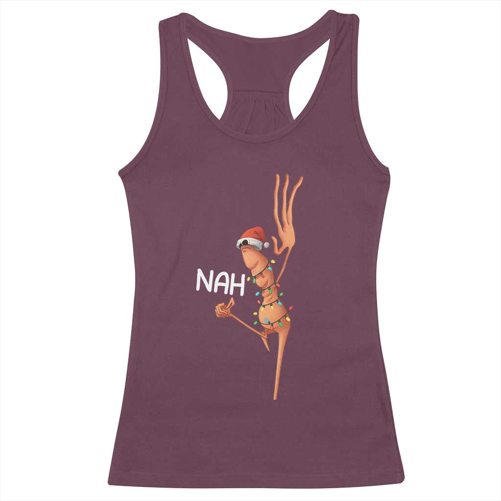 Funny Marcus The Worm Christmas Nah Racerback Tank Top TS11 Maroon Print Your Wear