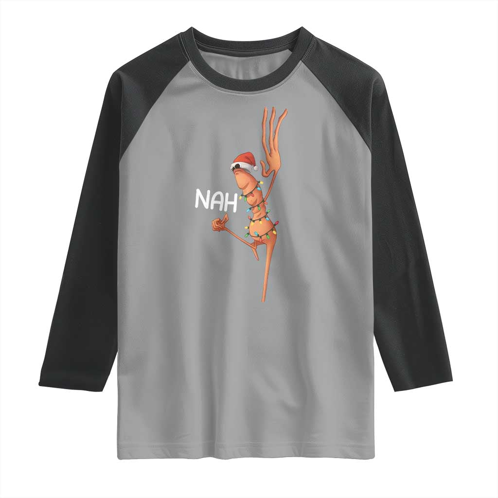 Funny Marcus The Worm Christmas Nah Raglan Shirt TS11 Sport Gray Black Print Your Wear