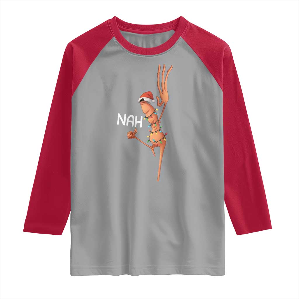 Funny Marcus The Worm Christmas Nah Raglan Shirt TS11 Sport Gray Red Print Your Wear