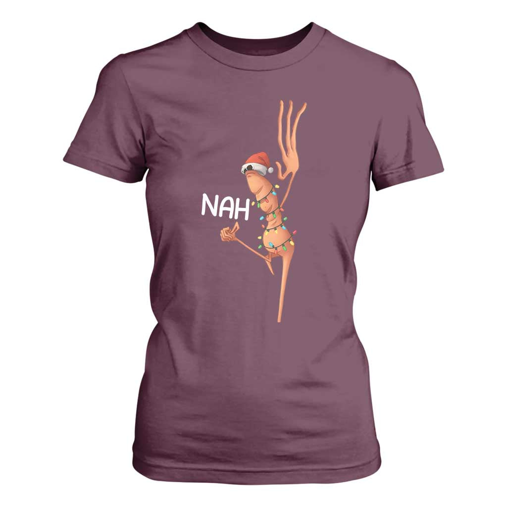Funny Marcus The Worm Christmas Nah T Shirt For Women TS11 Maroon Print Your Wear