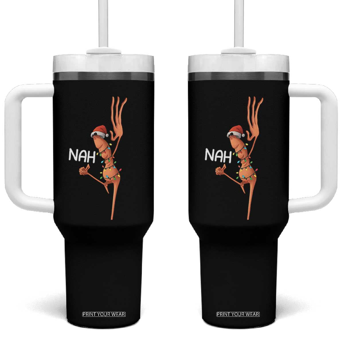 Funny Marcus The Worm Christmas Nah Tumbler With Handle TS11 One Size: 40 oz Black Print Your Wear