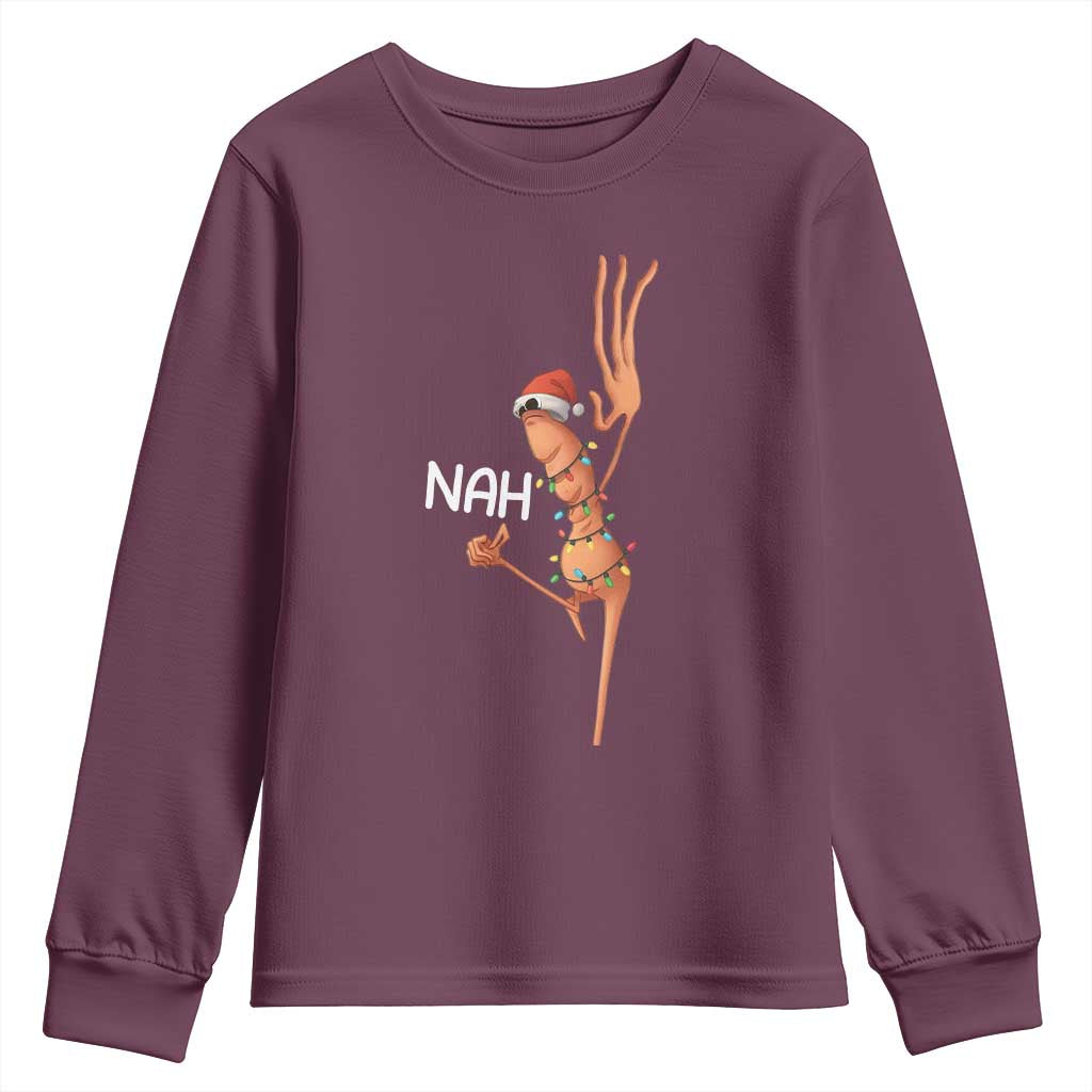 Funny Marcus The Worm Christmas Nah Youth Sweatshirt TS11 Maroon Print Your Wear