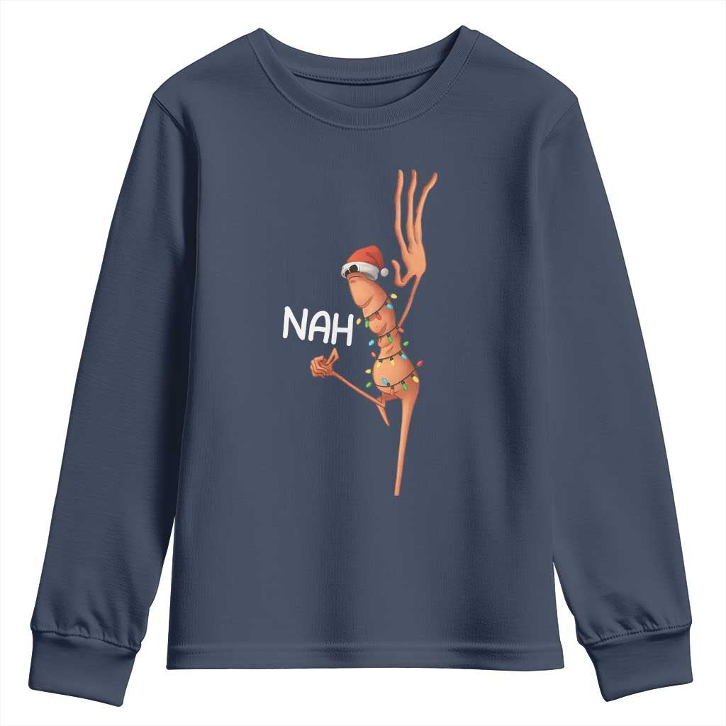 Funny Marcus The Worm Christmas Nah Youth Sweatshirt TS11 Navy Print Your Wear