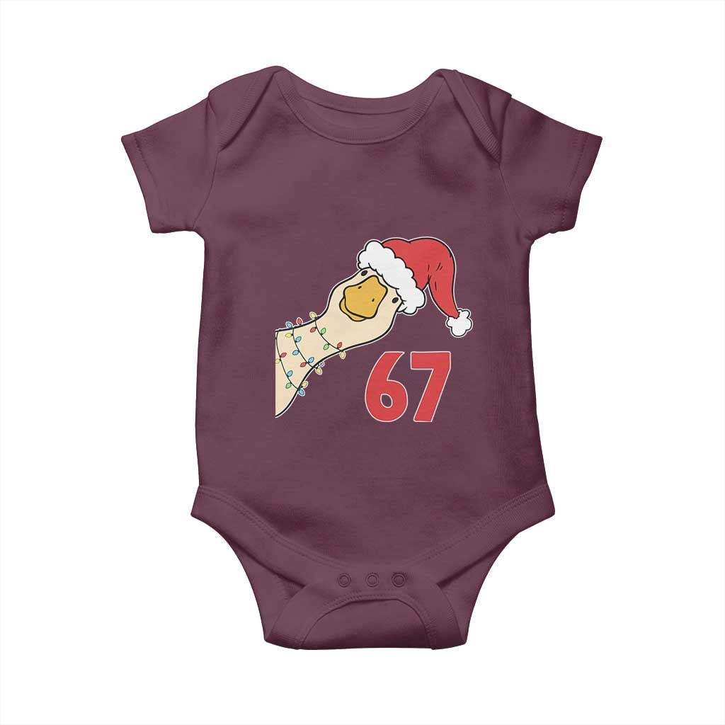 Funny Christmas Silly Goose 67 Meme Festive Holiday Baby Onesie TS11 Maroon Print Your Wear