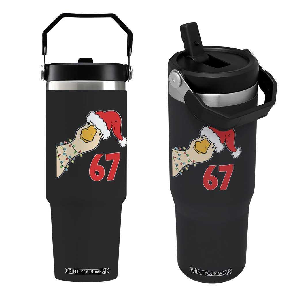 Funny Christmas Silly Goose 67 Meme Festive Holiday Flip Straw Tumbler TS11 One Size: 30 oz Black Print Your Wear