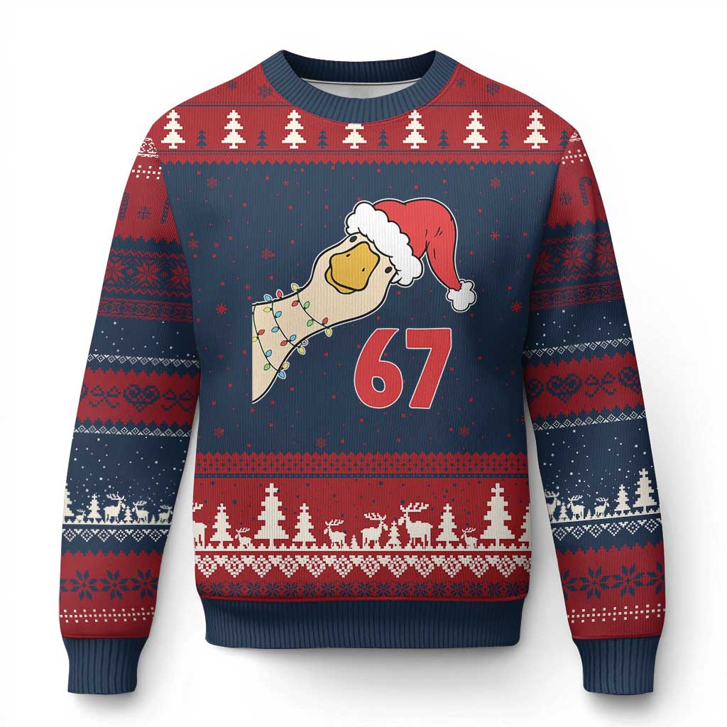 Funny Xmas Silly Goose 67 Meme Festive Holiday Ugly Christmas Sweater TS11 Navy Red Print Your Wear