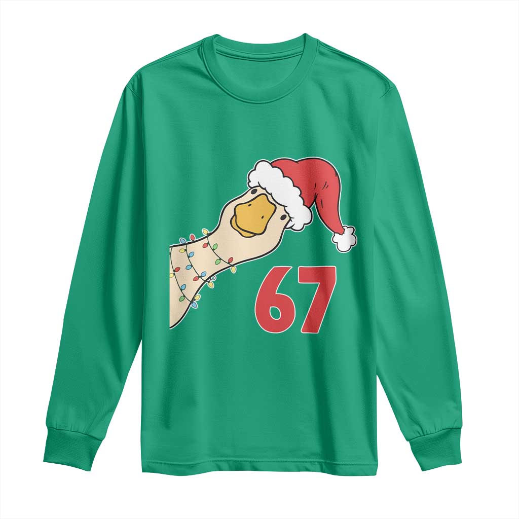 Funny Christmas Silly Goose 67 Meme Festive Holiday Long Sleeve Shirt TS11 Irish Green Print Your Wear