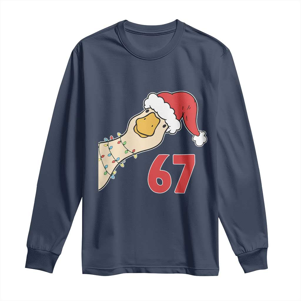 Funny Christmas Silly Goose 67 Meme Festive Holiday Long Sleeve Shirt TS11 Navy Print Your Wear