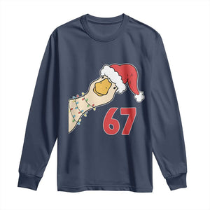 Funny Christmas Silly Goose 67 Meme Festive Holiday Long Sleeve Shirt TS11 Navy Print Your Wear