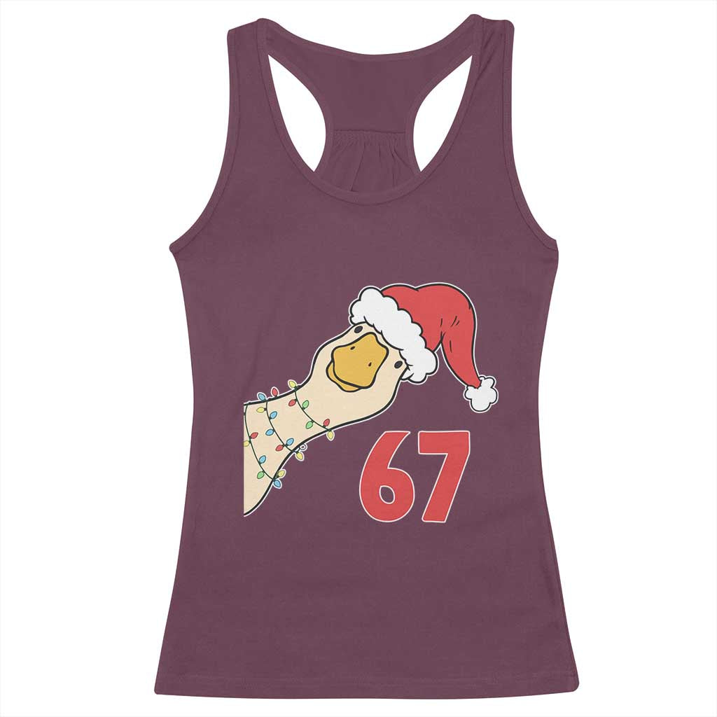 Funny Christmas Silly Goose 67 Meme Festive Holiday Racerback Tank Top TS11 Maroon Print Your Wear