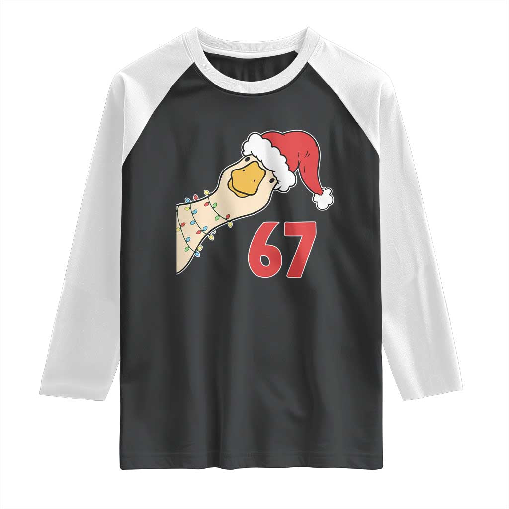 Funny Christmas Silly Goose 67 Meme Festive Holiday Raglan Shirt TS11 Black White Print Your Wear