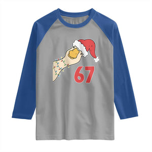 Funny Christmas Silly Goose 67 Meme Festive Holiday Raglan Shirt TS11 Sport Gray Royal Print Your Wear