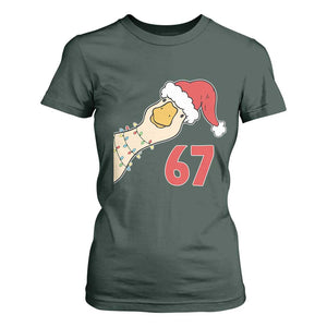 Funny Christmas Silly Goose 67 Meme Festive Holiday T Shirt For Women TS11 Dark Forest Green Print Your Wear