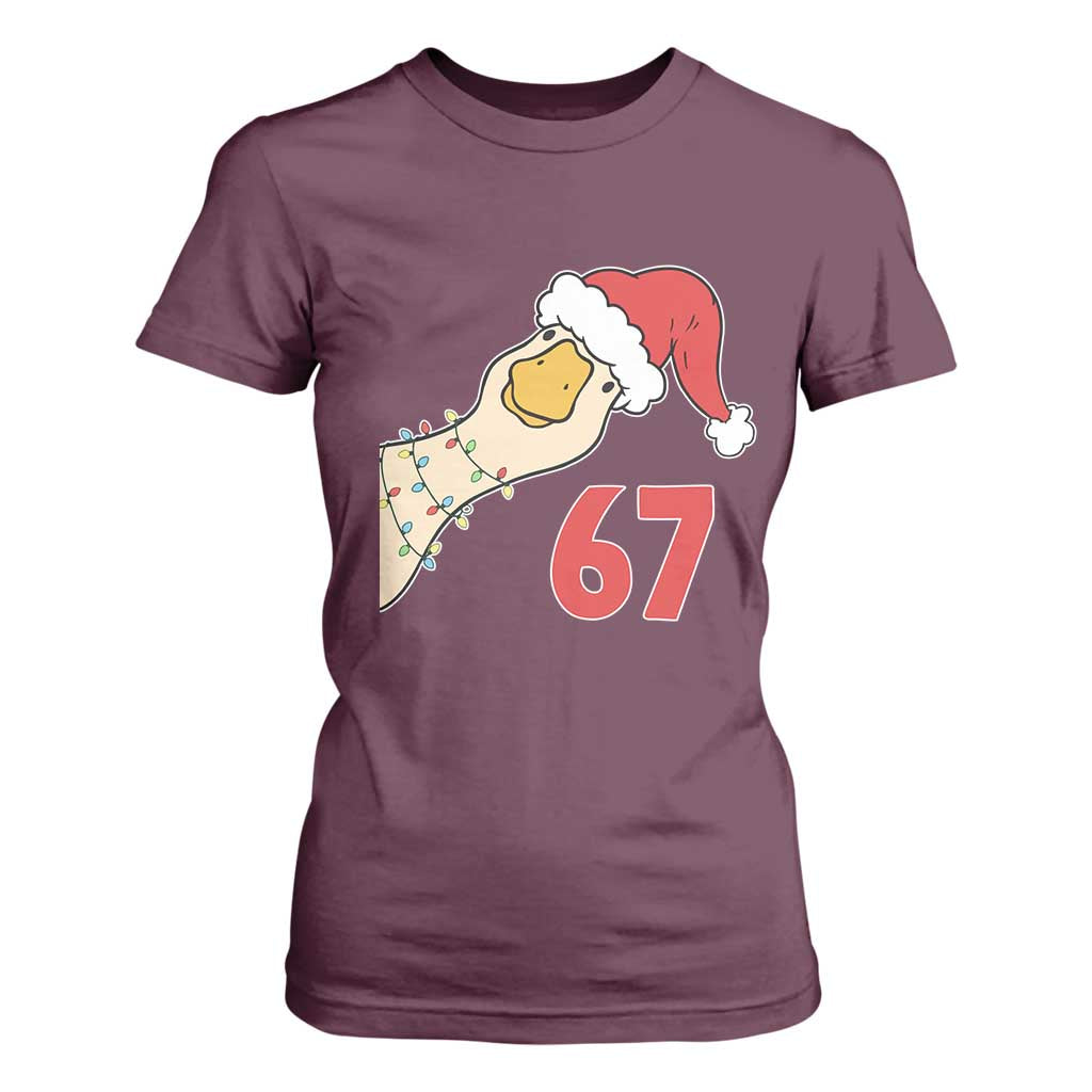 Funny Christmas Silly Goose 67 Meme Festive Holiday T Shirt For Women TS11 Maroon Print Your Wear
