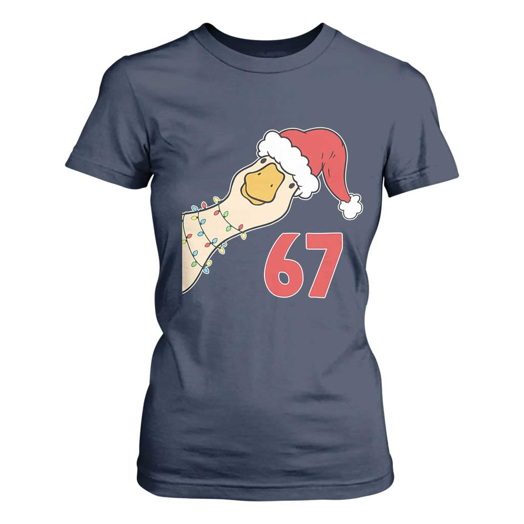 Funny Christmas Silly Goose 67 Meme Festive Holiday T Shirt For Women TS11 Navy Print Your Wear