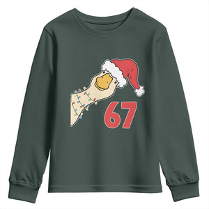Funny Christmas Silly Goose 67 Meme Festive Holiday Youth Sweatshirt TS11 Dark Forest Green Print Your Wear