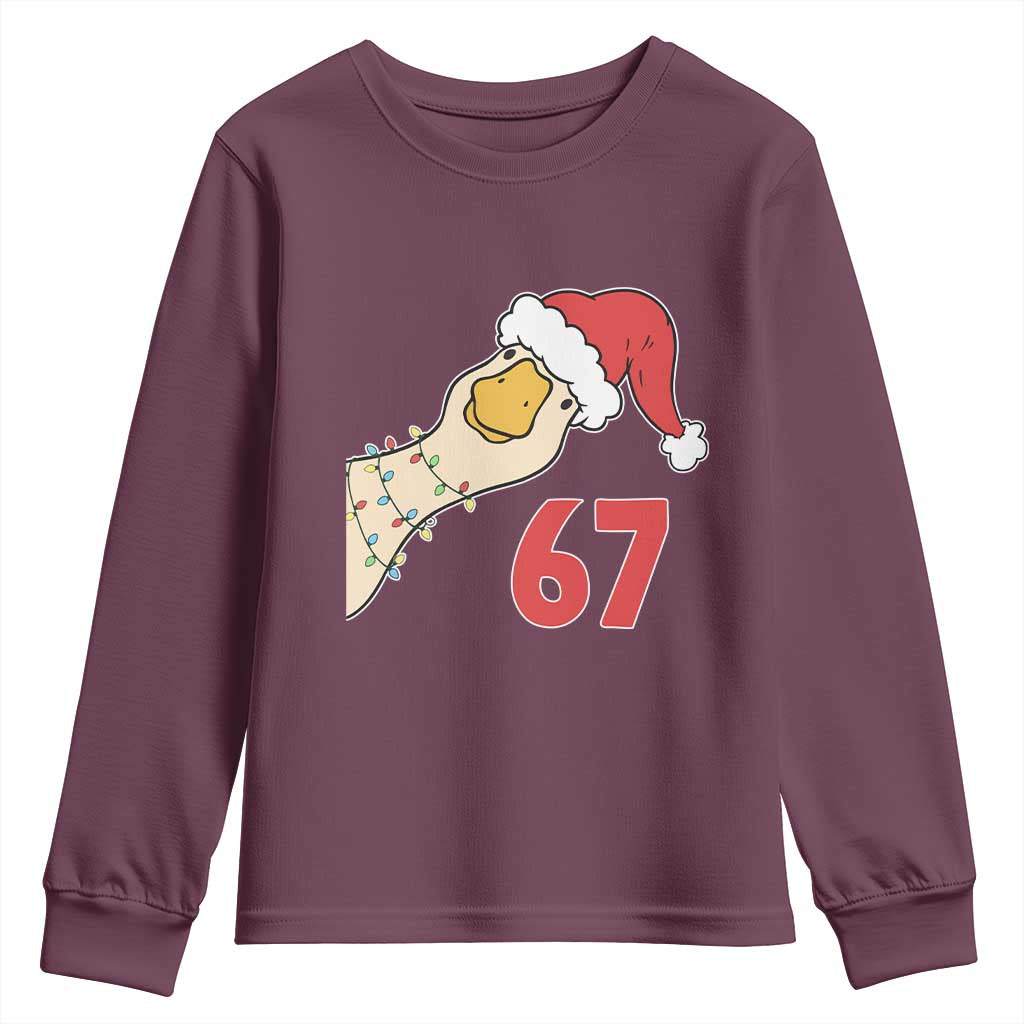 Funny Christmas Silly Goose 67 Meme Festive Holiday Youth Sweatshirt TS11 Maroon Print Your Wear
