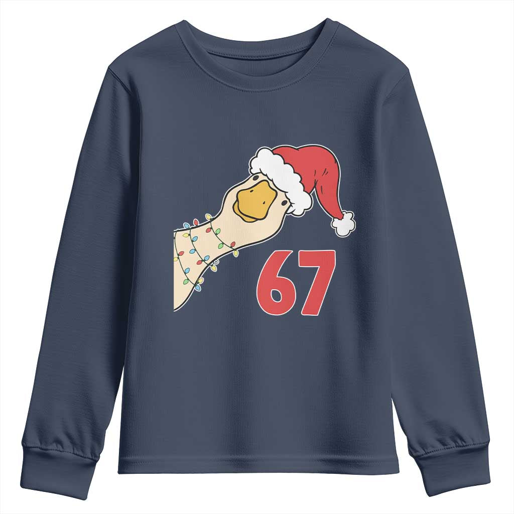 Funny Christmas Silly Goose 67 Meme Festive Holiday Youth Sweatshirt TS11 Navy Print Your Wear