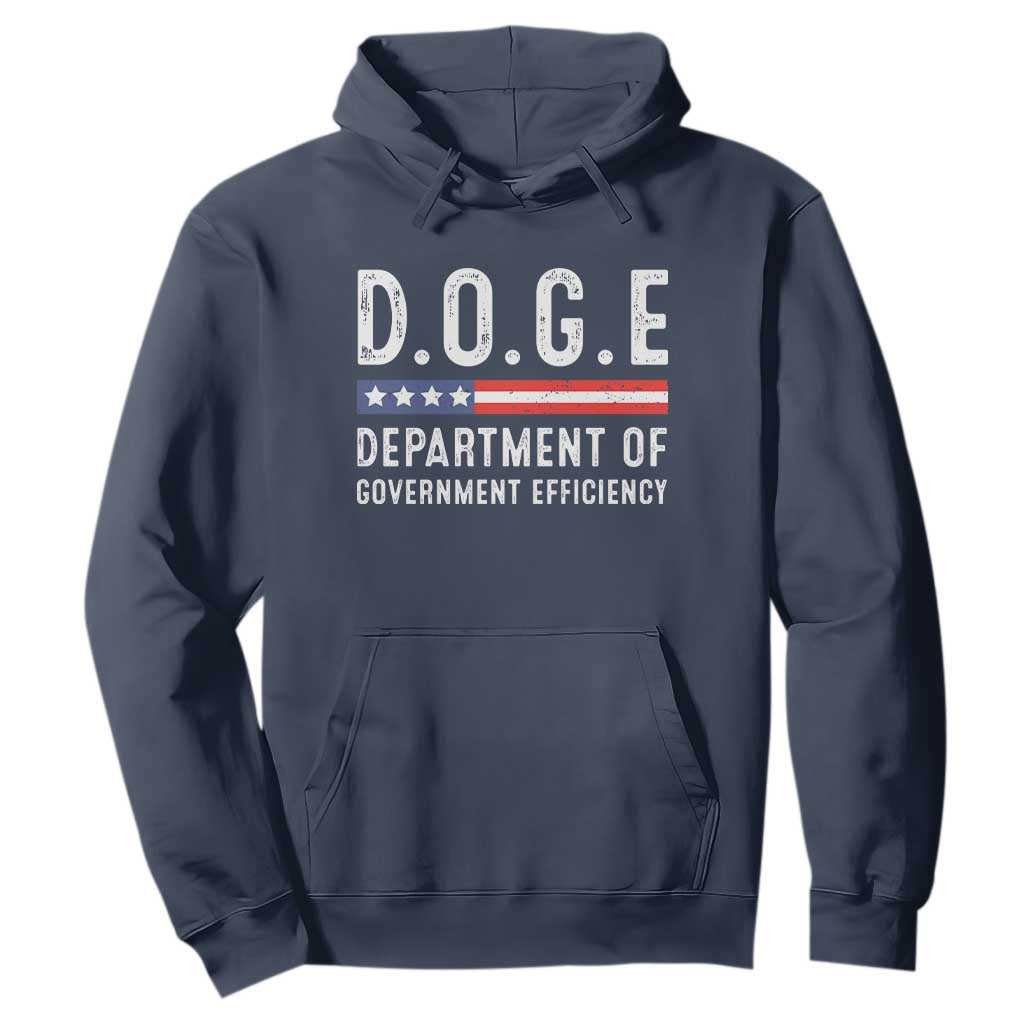 Trump Musk DOGE Hoodie Department Of Government Efficiency Vintage American Flag TS11 Navy Print Your Wear