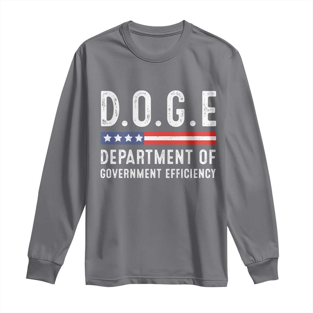 Trump Musk DOGE Long Sleeve Shirt Department Of Government Efficiency Vintage American Flag TS11 Charcoal Print Your Wear