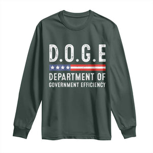 Trump Musk DOGE Long Sleeve Shirt Department Of Government Efficiency Vintage American Flag TS11 Dark Forest Green Print Your Wear