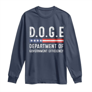 Trump Musk DOGE Long Sleeve Shirt Department Of Government Efficiency Vintage American Flag TS11 Navy Print Your Wear