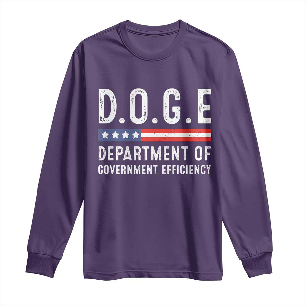 Trump Musk DOGE Long Sleeve Shirt Department Of Government Efficiency Vintage American Flag TS11 Purple Print Your Wear