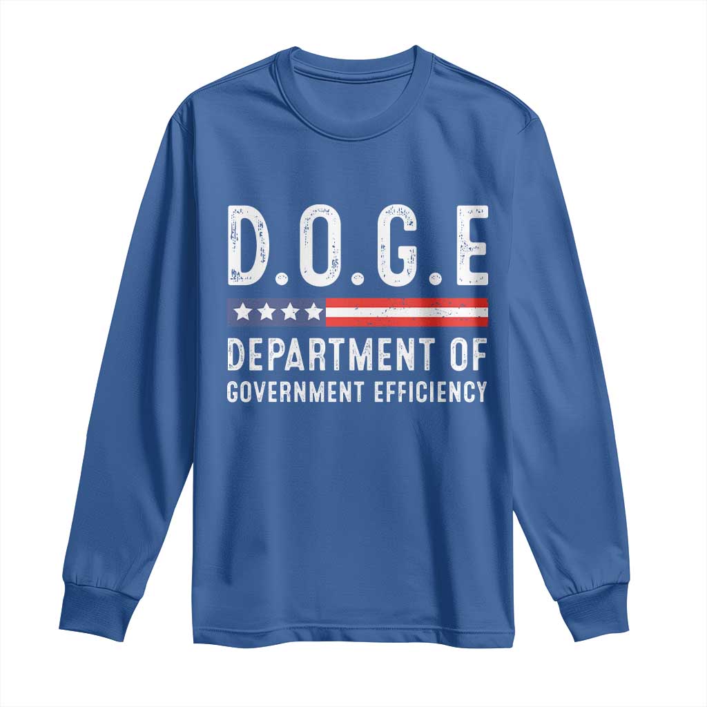 Trump Musk DOGE Long Sleeve Shirt Department Of Government Efficiency Vintage American Flag TS11 Royal Blue Print Your Wear