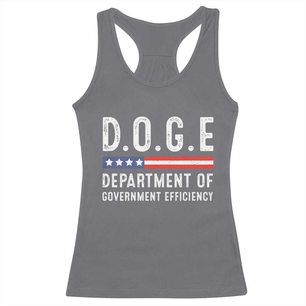 Trump Musk DOGE Racerback Tank Top Department Of Government Efficiency Vintage American Flag TS11 Charcoal Print Your Wear