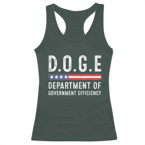 Trump Musk DOGE Racerback Tank Top Department Of Government Efficiency Vintage American Flag TS11 Dark Forest Green Print Your Wear