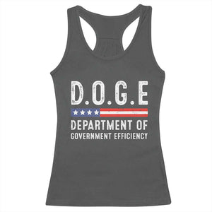 Trump Musk DOGE Racerback Tank Top Department Of Government Efficiency Vintage American Flag TS11 Dark Heather Print Your Wear