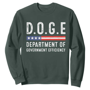 Trump Musk DOGE Sweatshirt Department Of Government Efficiency Vintage American Flag TS11 Dark Forest Green Print Your Wear