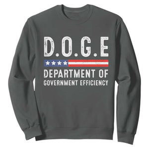 Trump Musk DOGE Sweatshirt Department Of Government Efficiency Vintage American Flag TS11 Dark Heather Print Your Wear