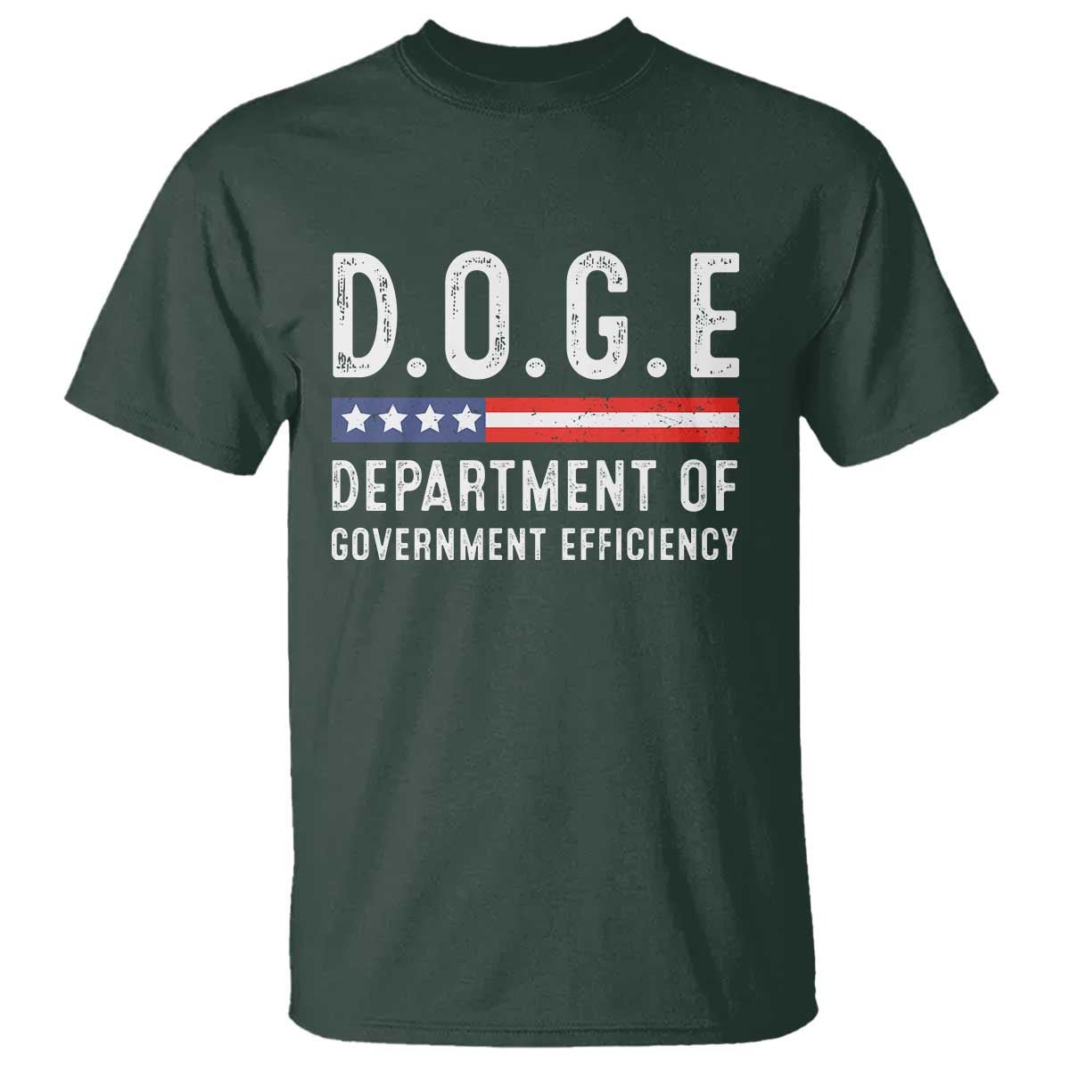 Trump Musk DOGE T Shirt Department Of Government Efficiency Vintage American Flag TS11 Dark Forest Green Print Your Wear