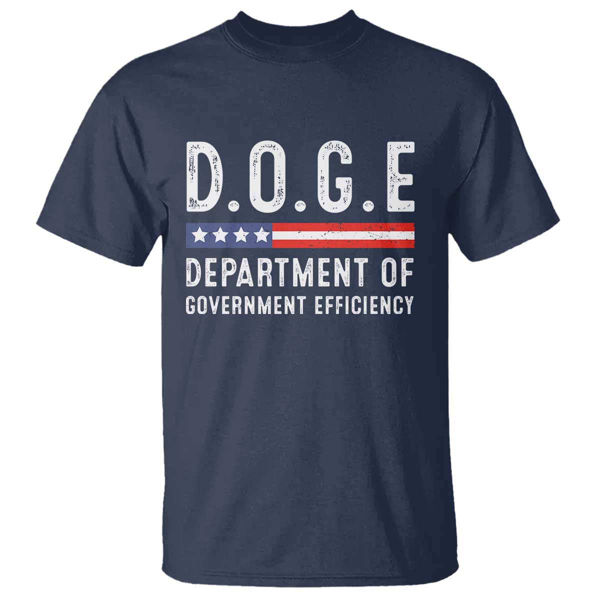 Trump Musk DOGE T Shirt Department Of Government Efficiency Vintage American Flag TS11 Navy Print Your Wear