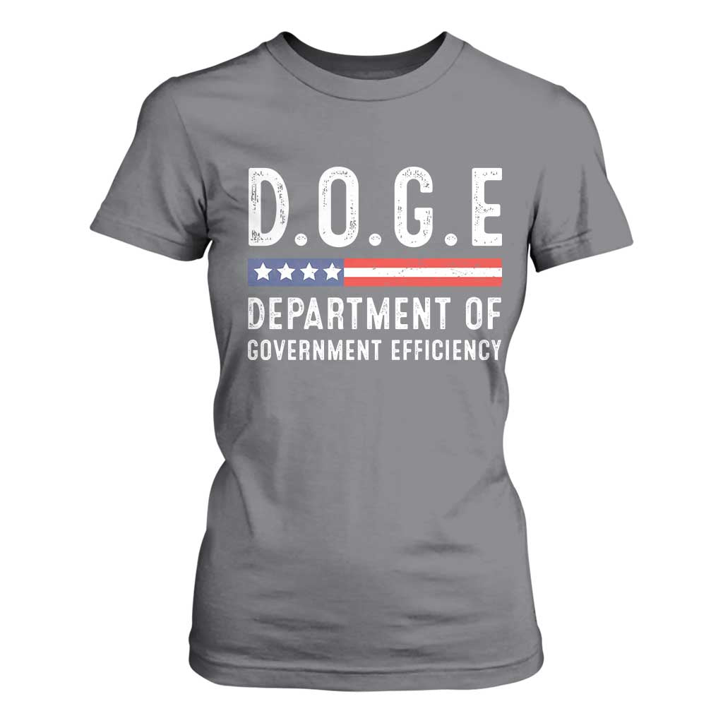 Trump Musk DOGE T Shirt For Women Department Of Government Efficiency Vintage American Flag TS11 Charcoal Print Your Wear